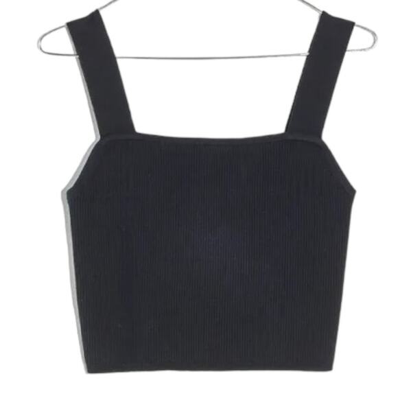 Madewell Dearing Square-Neck Crop Sweater Tank black size XL - Picture 6 of 12